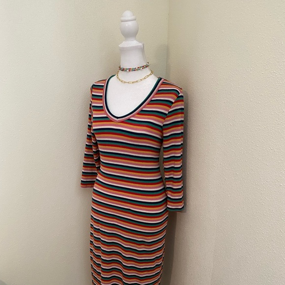 Sweet Claire Multi-Colored Striped Midi Dress - Picture 4 of 11